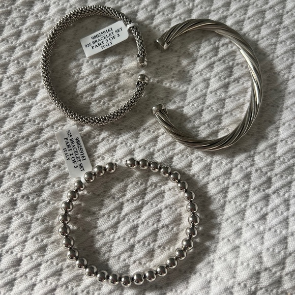 3 Piece Set of Textured Cuff Bracelets in Sterling Silver - Picture 7 of 7